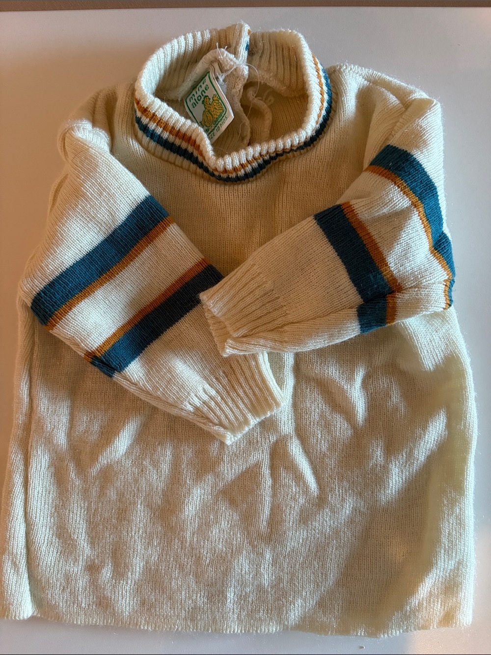 Vintage Mine Alone Baby Sweater 16M Acrilan Retro Striped